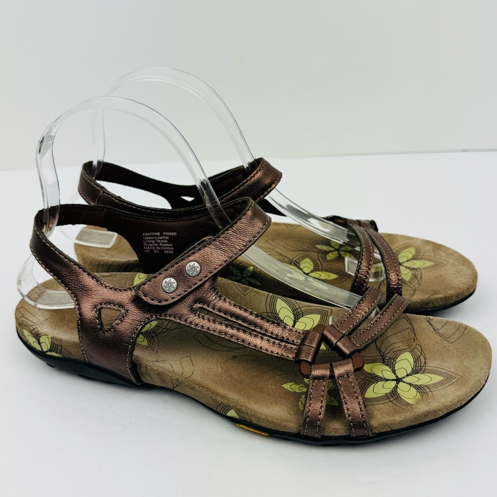 Abeo Fantine bronze metallic leather comfort sandal with a Vibram sole.